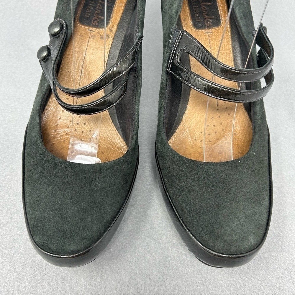 Clarks Women's Diamond Sparkle Mary Jane Pump Size 8 Block Heel Gray Suede Shoe - Picture 6 of 12